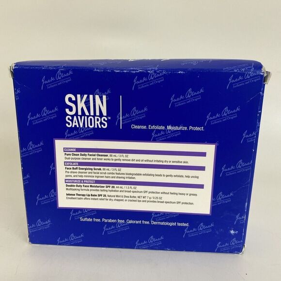NIB Jack Black Skin Saviors Men Skin Care Cleanser Exfoliate Moisturize Balm 4pc - Picture 3 of 8
